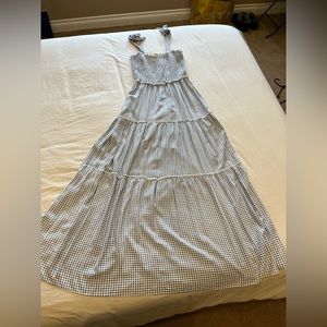 Blue Checkered Maxi Dress